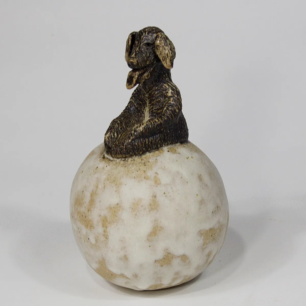 DOG ON THE MOON — Stoneware, 22cm x 12cm. Ceramic work by Dubravka Sabljak. View 4 of 4.