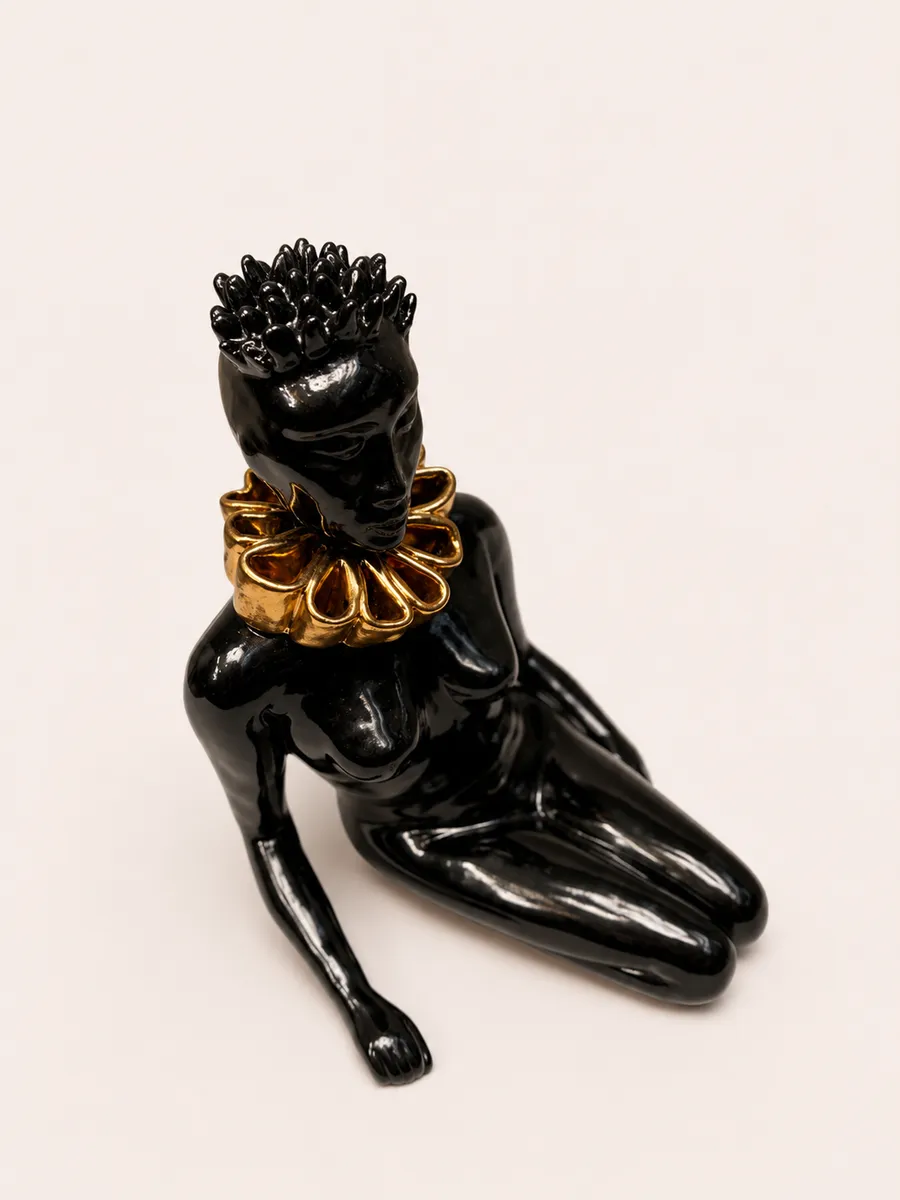 OBSIDIAN EMPRESS — Stoneware with Gold Luster, 10cm x 5cm. Ceramic work by Dubravka Sabljak. View 4 of 4.