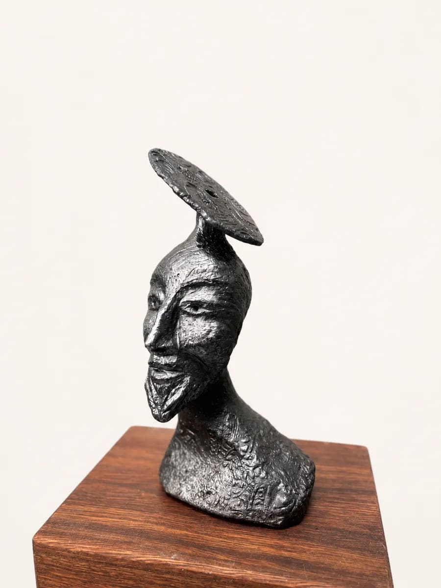 THE CONSPIRACY THEORIST — Stoneware with graphite finish, 10cm x 15cm. Ceramic work by Dubravka Sabljak. View 3 of 4.