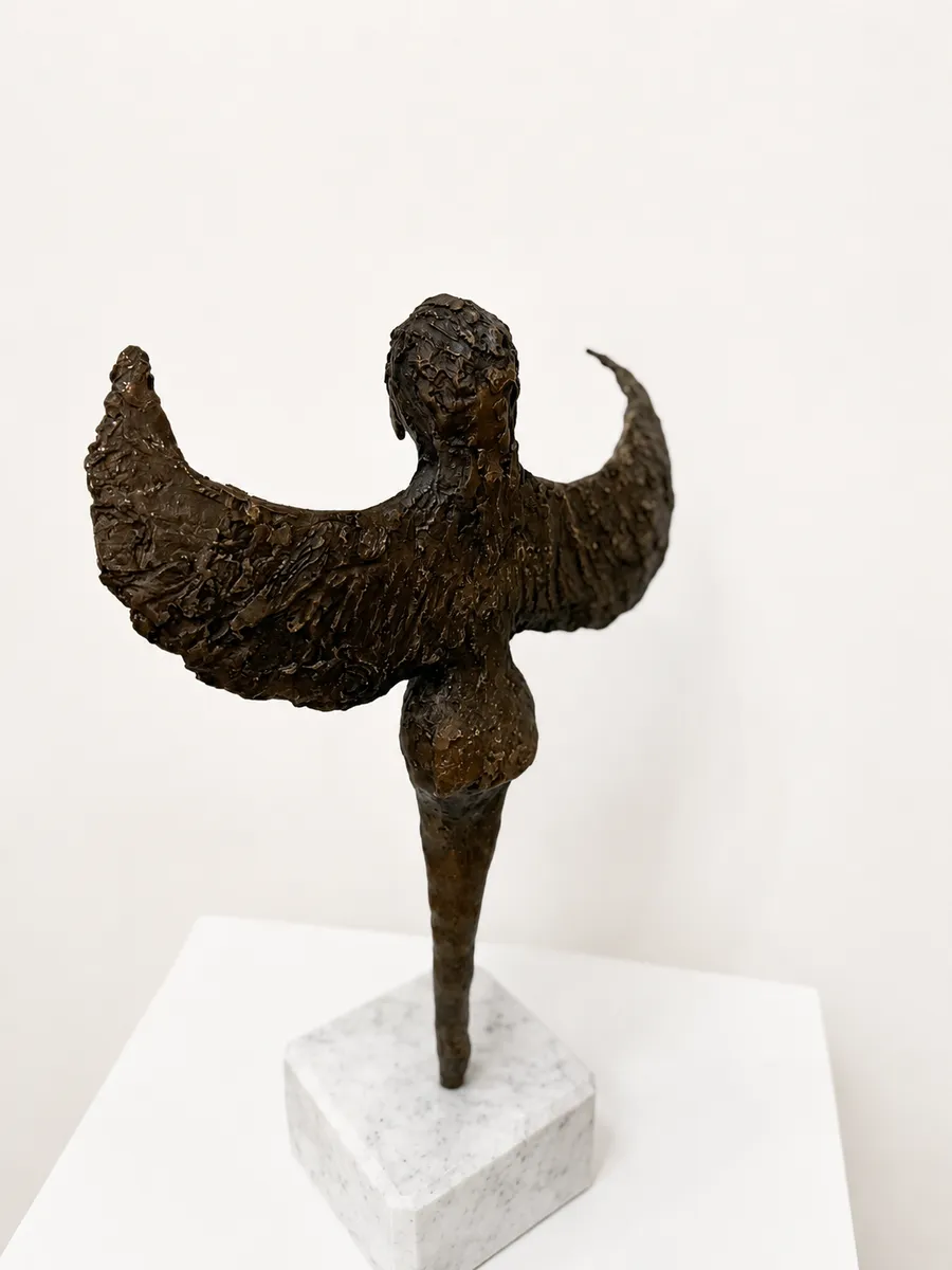 THE SKY KEEPER — Bronze casting with marble base, 35cm x 20cm. Ceramic work by Dubravka Sabljak. View 5 of 6.