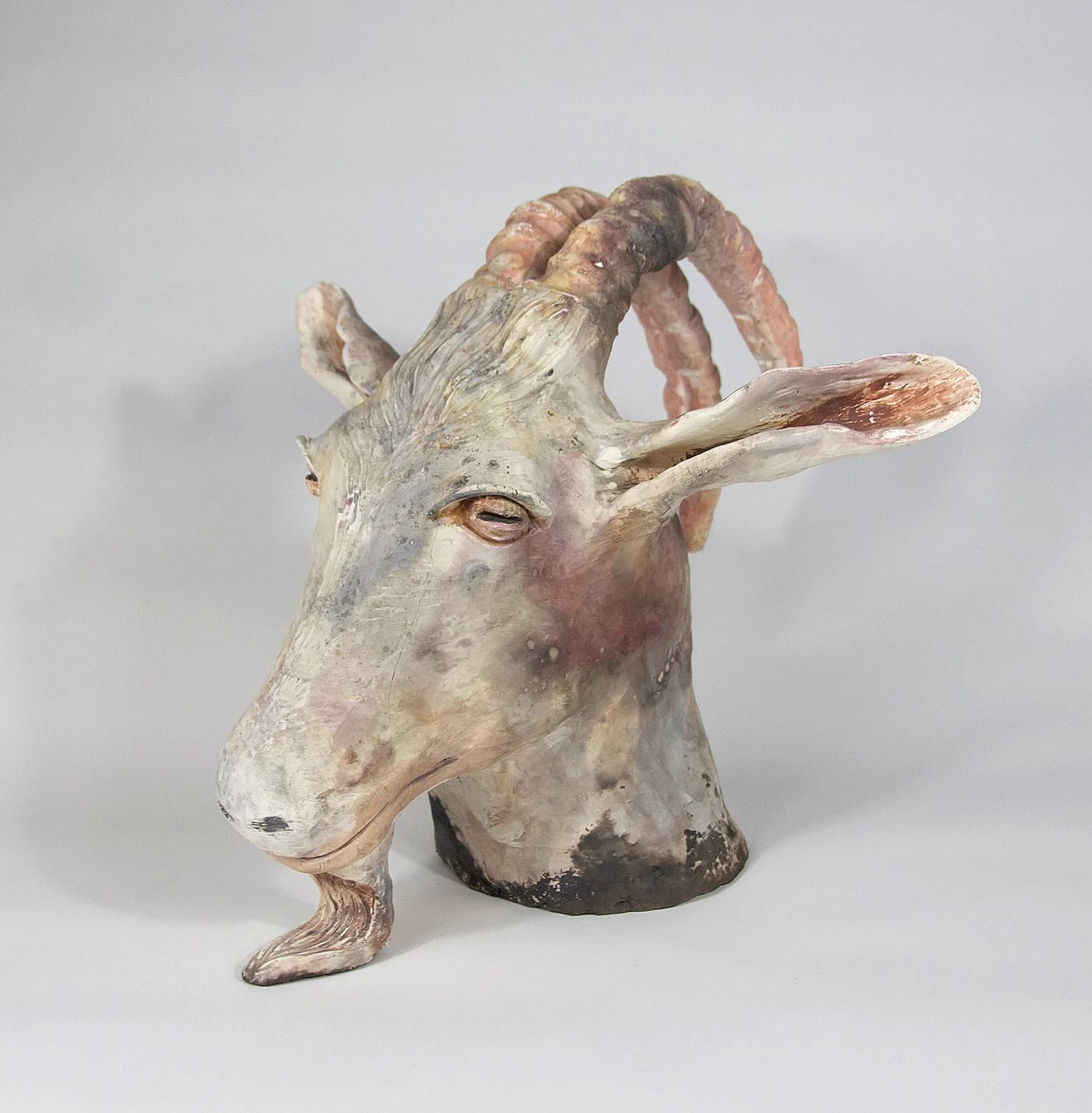BILLY THE GOAT — Pit fired ceramic, 30cm x 30cm. Ceramic work by Dubravka Sabljak. View 1 of 2.