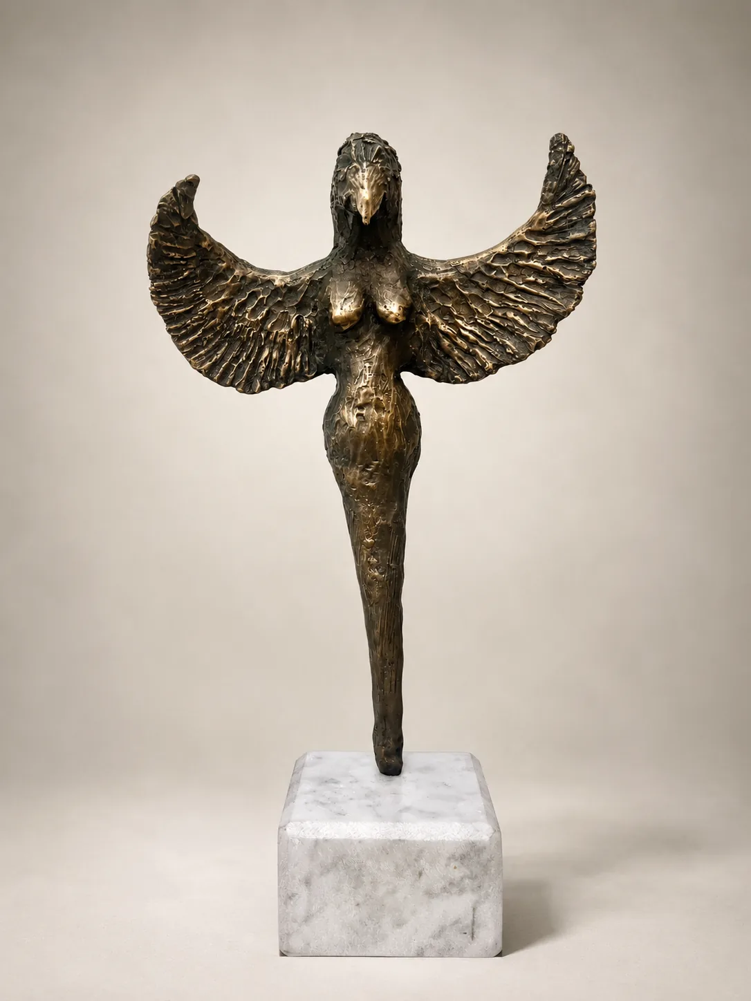 THE SKY KEEPER — Bronze casting with marble base, 35cm x 20cm. Ceramic work by Dubravka Sabljak. View 1 of 6.
