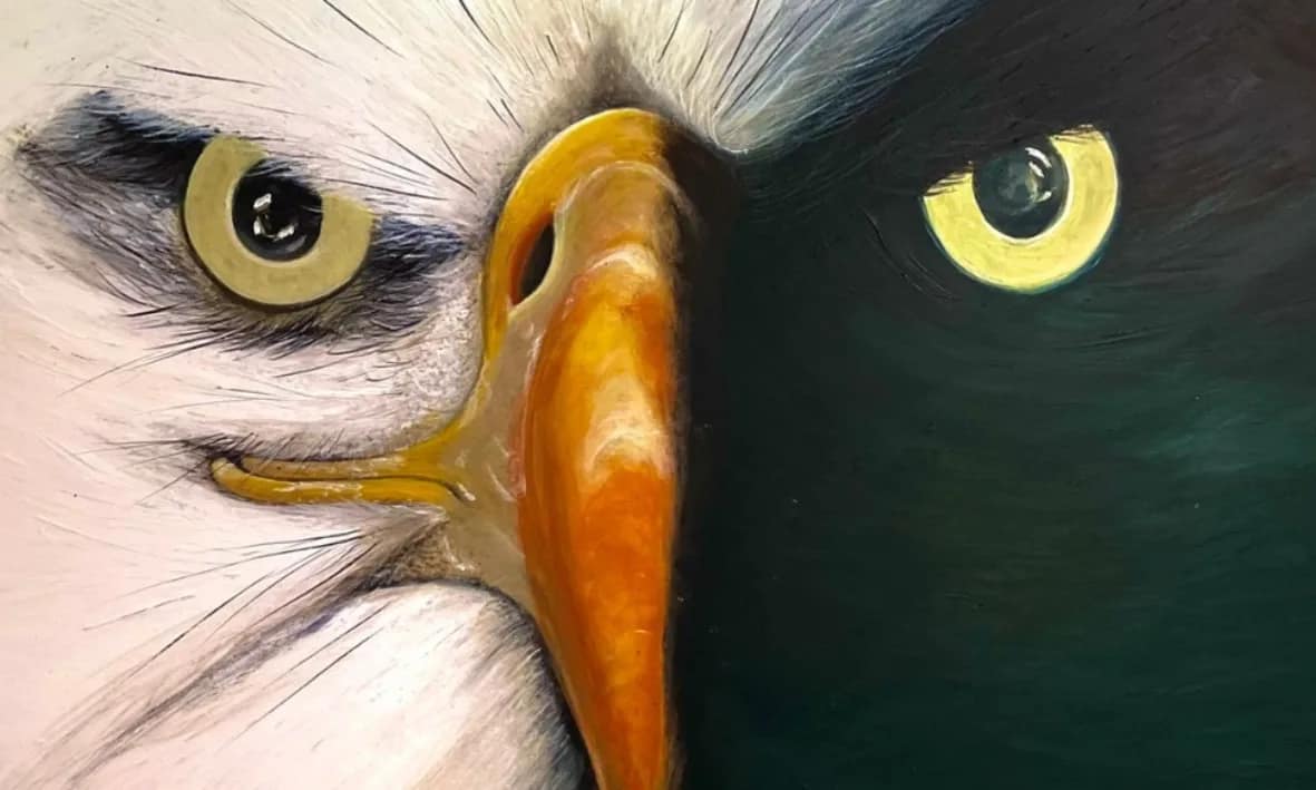 ALL SEEING EYES — Acrylic on Canvas, 96cm x 66cm. Painting by Dubravka Sabljak.