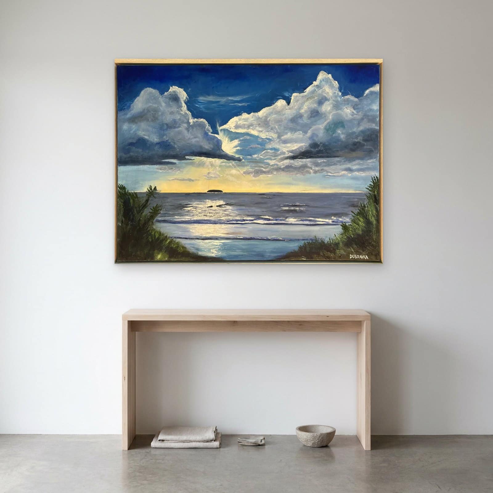 THE SHY MOON — Oil on canvas, 130cm x 97cm. Painting by Dubravka Sabljak. View 1 of 2.